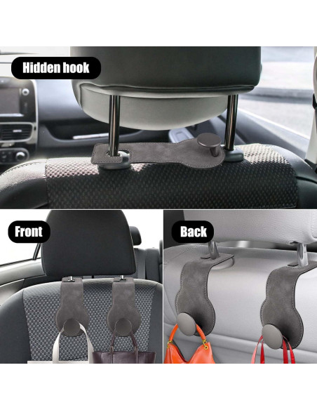Ganchos para Reposacabezas de Coche PEUTIER 2 Piezas Gris