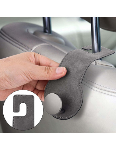 Ganchos para Reposacabezas de Coche PEUTIER 2 Piezas Gris