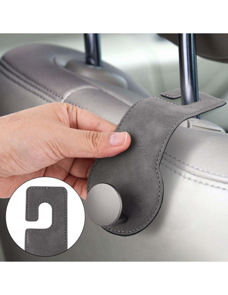 Ganchos para Reposacabezas de Coche PEUTIER 2 Piezas Gris