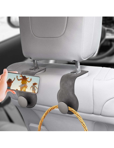 Ganchos para Reposacabezas de Coche PEUTIER 2 Piezas Gris
