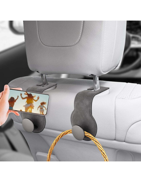 Ganchos para Reposacabezas de Coche PEUTIER 2 Piezas Gris