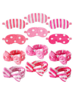 Kajaia 12 Piezas Máscaras de Ojos y Diademas de Felpa