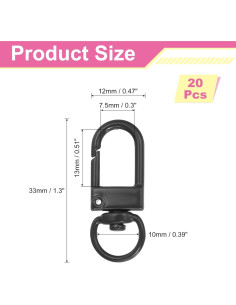 Ganchos Giratorios de Metal uxcell 20Pcs 33mm Negro 2