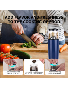 Molino Eléctrico de Sal y Pimienta Qingrun Azul 68.5g 2