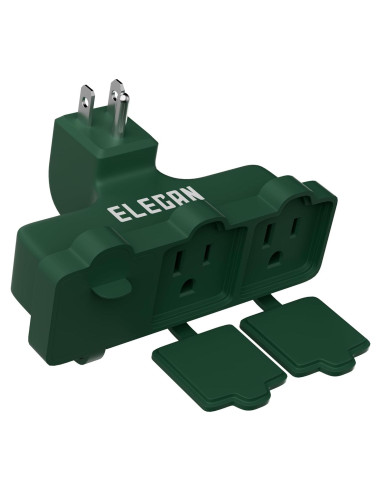 Adaptador de Enchufe de 3 Salidas Elecan Verde para Exterior