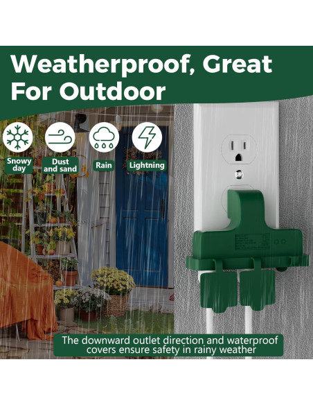 Adaptador de Enchufe de 3 Salidas Elecan Verde para Exterior