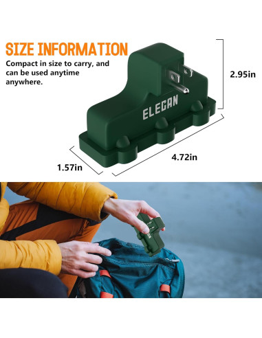 Adaptador de Enchufe de 3 Salidas Elecan Verde para Exterior