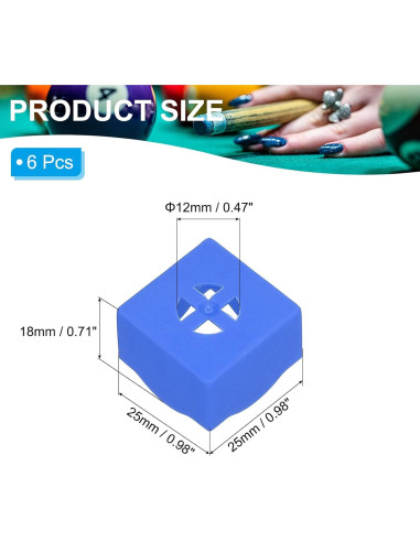 Soporte de Tiza para Billar PATIKIL - 6 Unidades Azul