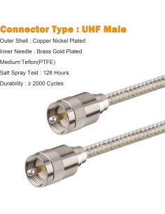 Cable Coaxial RG8X 30.48cm MOOKEERF PL259 Macho a Macho 2