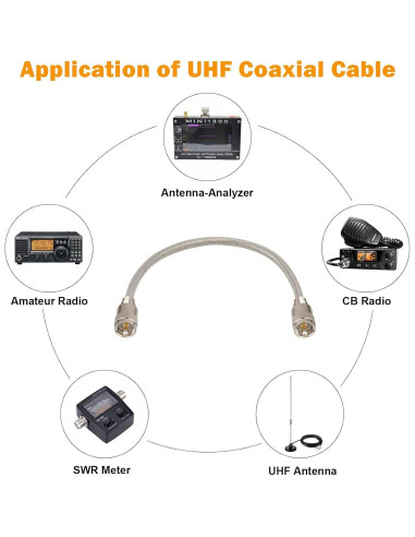 Cable Coaxial RG8X 30.48cm MOOKEERF PL259 Macho a Macho