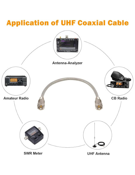 Cable Coaxial RG8X 30.48cm MOOKEERF PL259 Macho a Macho