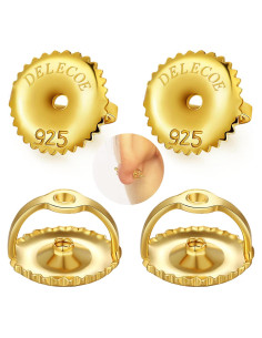 Aretes de Repuesto DELECOE 925 Plata Esterlina Oro Hipoalergénico