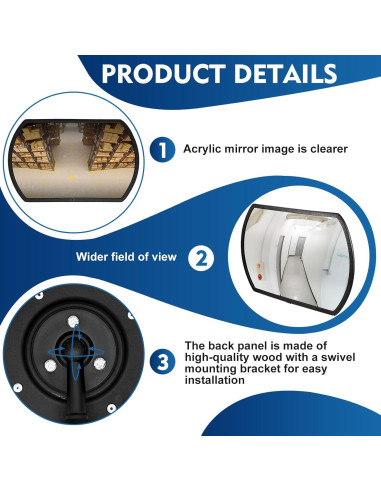 Espejo Convexo de Seguridad Geetery 4 Pcs 45.7 x 30.5 cm