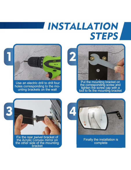 Espejo Convexo de Seguridad Geetery 4 Pcs 45.7 x 30.5 cm