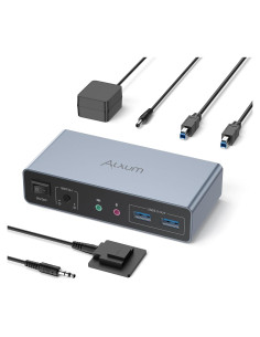 Interruptor KVM Alxum HDMI y DP para 2 Computadoras 4K
