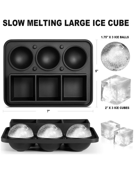 Molde de Hielo 2-en-1 Nax Caki Silicona Grande para Whisky