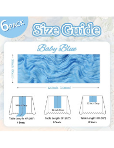 Paquete de 6 Caminos de Mesa Azul Bebé 89x305 cm Gasa Cheesecloth 2