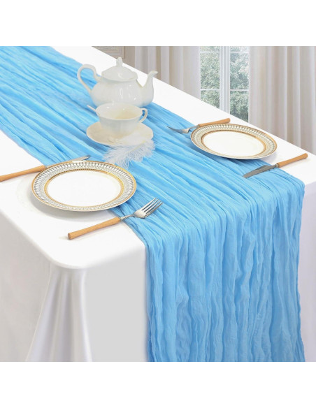 Paquete de 6 Caminos de Mesa Azul Bebé 89x305 cm Gasa Cheesecloth