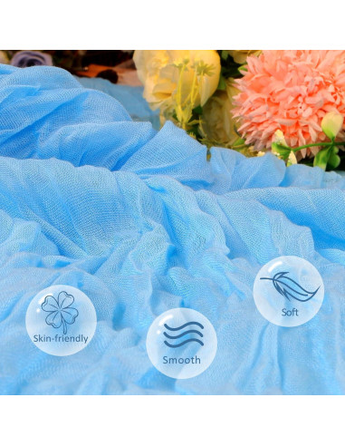Paquete de 6 Caminos de Mesa Azul Bebé 89x305 cm Gasa Cheesecloth