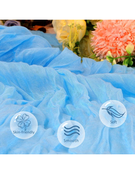 Paquete de 6 Caminos de Mesa Azul Bebé 89x305 cm Gasa Cheesecloth