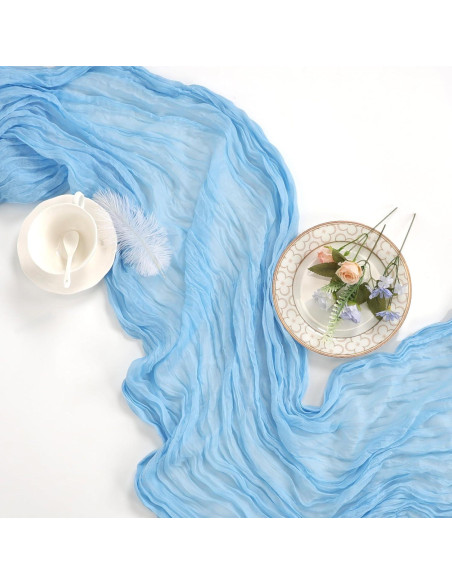 Paquete de 6 Caminos de Mesa Azul Bebé 89x305 cm Gasa Cheesecloth