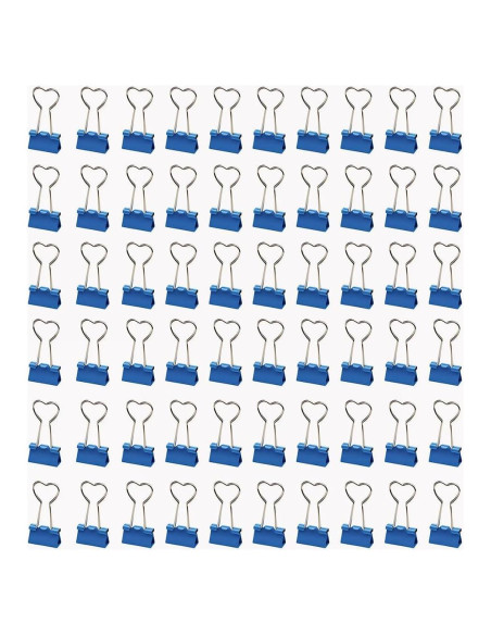 Clips de Metal en Forma de Corazón SEEK RARE - 60 Piezas Azul