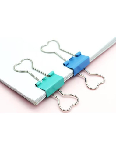 Clips de Metal en Forma de Corazón SEEK RARE - 60 Piezas Azul