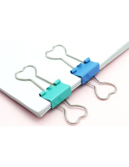 Clips de Metal en Forma de Corazón SEEK RARE - 60 Piezas Azul