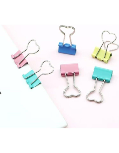 Clips de Metal en Forma de Corazón SEEK RARE - 60 Piezas Azul