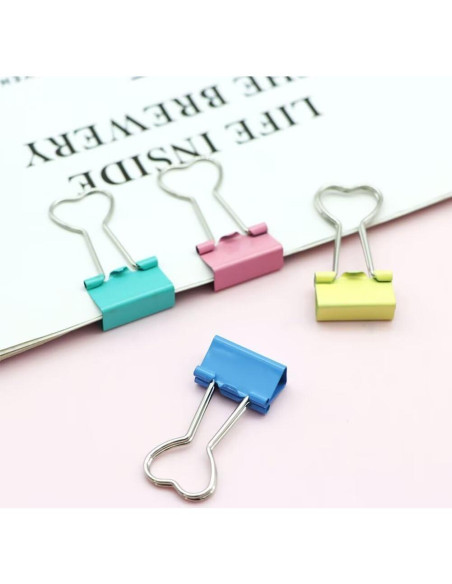 Clips de Metal en Forma de Corazón SEEK RARE - 60 Piezas Azul