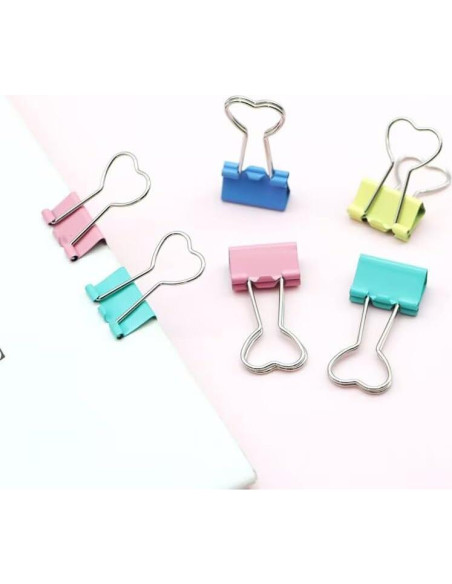 Clips de Metal en Forma de Corazón SEEK RARE - 60 Piezas Azul