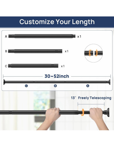 Varilla de Cortina de Ducha EnjoyBasics 30-52 Pulgadas Negra
