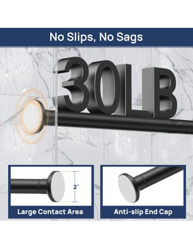 Varilla de Cortina de Ducha EnjoyBasics 30-52 Pulgadas Negra