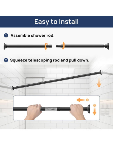 Varilla de Cortina de Ducha EnjoyBasics 30-52 Pulgadas Negra