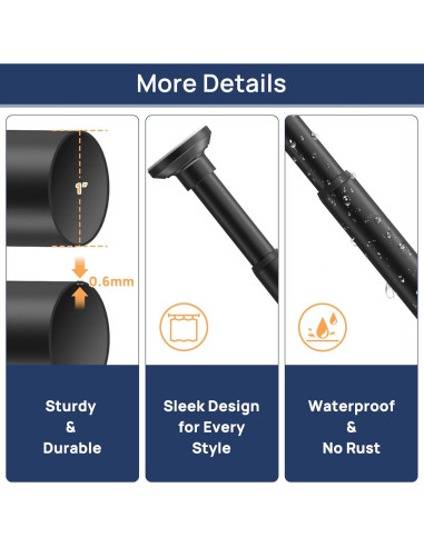 Varilla de Cortina de Ducha EnjoyBasics 30-52 Pulgadas Negra