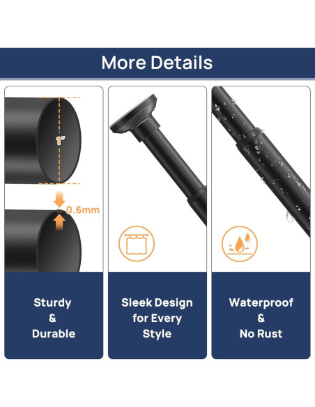 Varilla de Cortina de Ducha EnjoyBasics 30-52 Pulgadas Negra