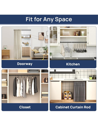 Varilla de Cortina de Ducha EnjoyBasics 30-52 Pulgadas Negra