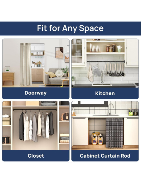 Varilla de Cortina de Ducha EnjoyBasics 30-52 Pulgadas Negra