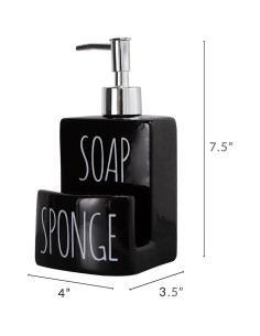 Dispensador de Jabón Cerámica ADAVAS.Y&G 2 en 1 Negro 2