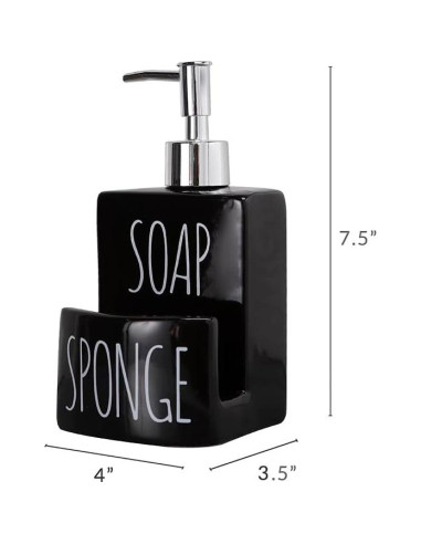 Dispensador de Jabón Cerámica ADAVAS.Y&G 2 en 1 Negro