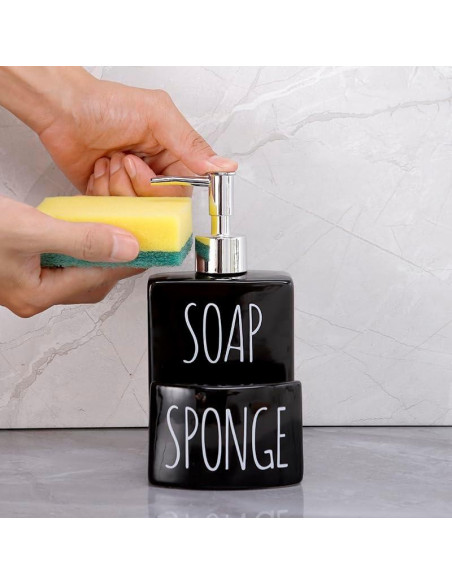 Dispensador de Jabón Cerámica ADAVAS.Y&G 2 en 1 Negro