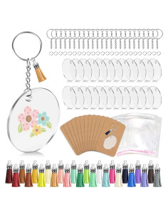 Kit 144 Pcs Llaveros Acrílico Blanco ZYNERY 5 cm DIY