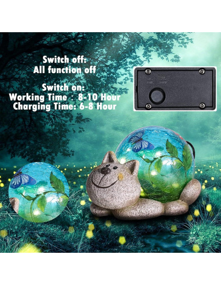 Estatua de Jardín Solar Gato JARDÍN DE SUEÑOS 12.7 cm