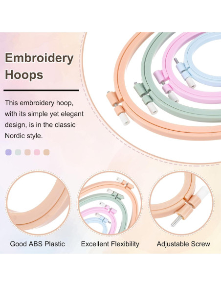 Aros de Bordado Ovalados PATIKIL 3 Piezas 8 x 10 cm ABS Amarillo Beige