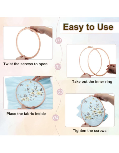 Aros de Bordado Ovalados PATIKIL 3 Piezas 8 x 10 cm ABS Amarillo Beige