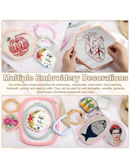 Aros de Bordado Ovalados PATIKIL 3 Piezas 8 x 10 cm ABS Amarillo Beige