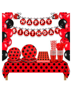 Conjunto de Decoraciones de Cumpleaños Mariquita 200 Pcs