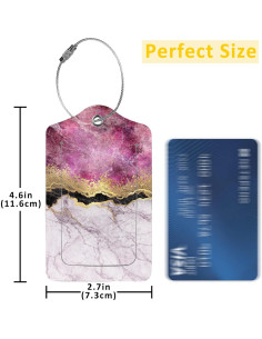 2 Etiquetas de Equipaje EOBKLAX de Cuero Mármol Abstracto 2