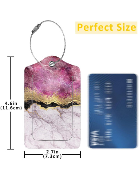 2 Etiquetas de Equipaje EOBKLAX de Cuero Mármol Abstracto