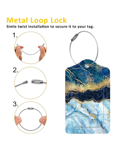 2 Etiquetas de Equipaje EOBKLAX de Cuero Mármol Abstracto